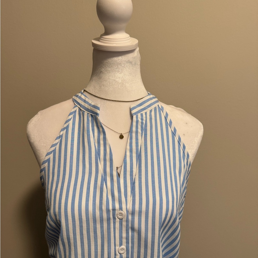 Cupshe Blue and White Striped Halter Blouse